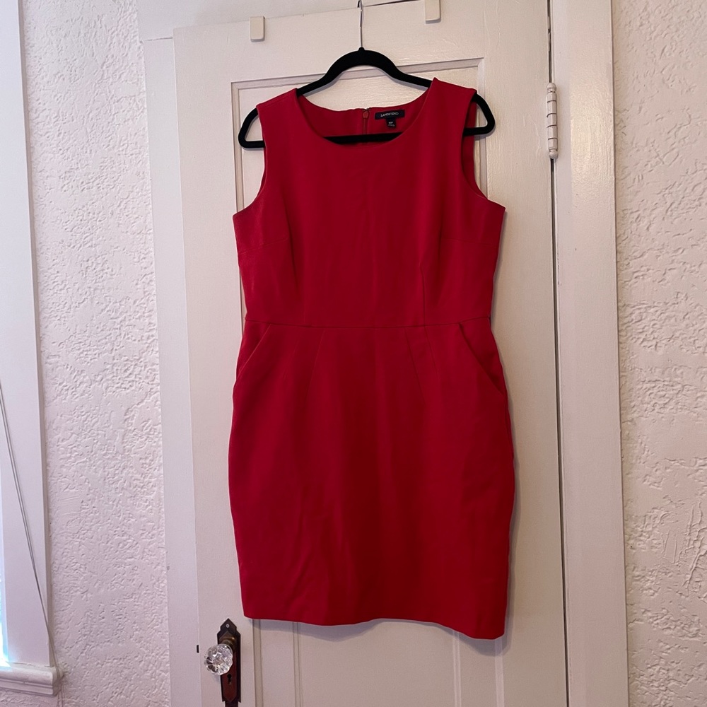 Lands End, ponte jersey sheath dress.